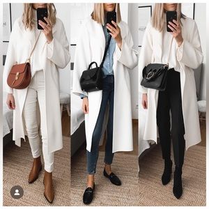Zara long ivory wool coat